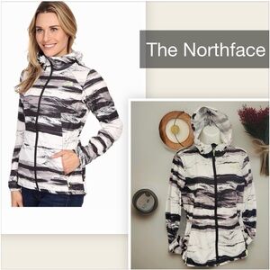 The Northface Windwall Medium Windbreaker Stripe Gray White Hooded w/ Drawstring